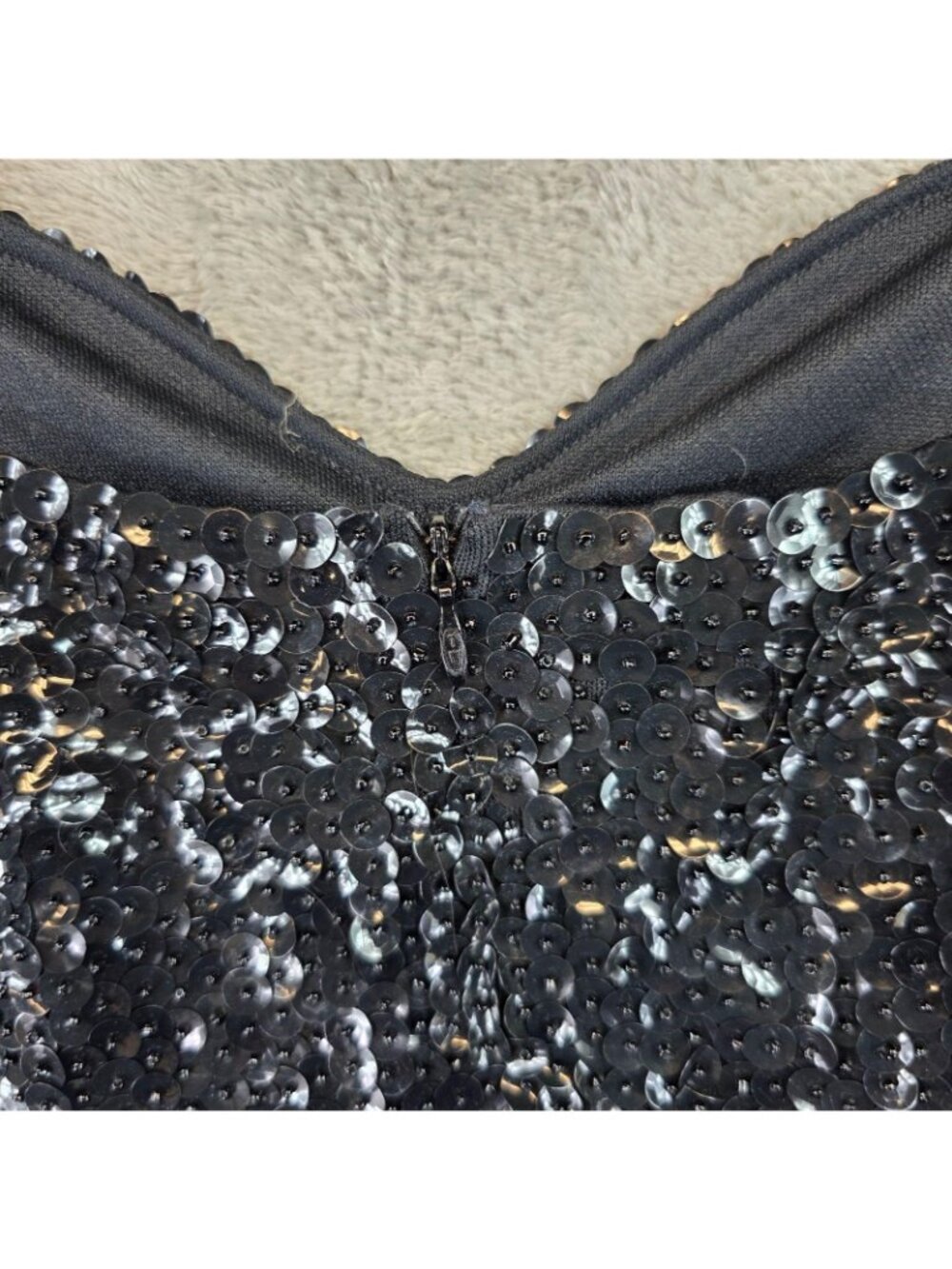 Dress Womens S Black Sequin Sweetheart Strappy Bodycon Mini Party Cocktail - Picture 3 of 8